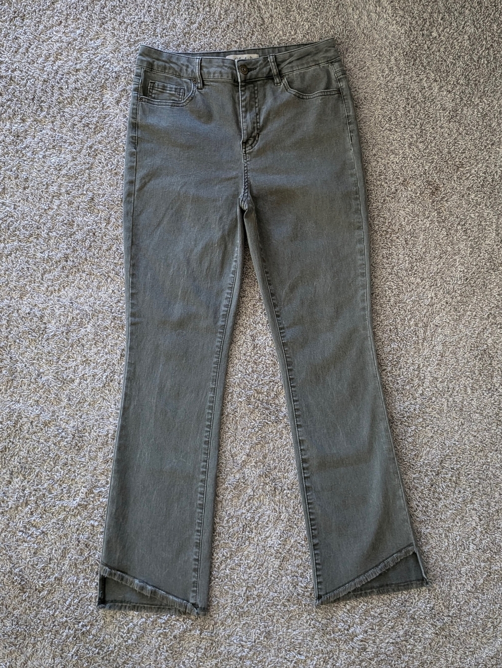 Charlie B Asymmetrical fringed Hem women's jeans